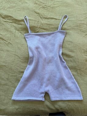 BELLE THE LABEL- Lilac Knit Spaghetti-Strap Romper
